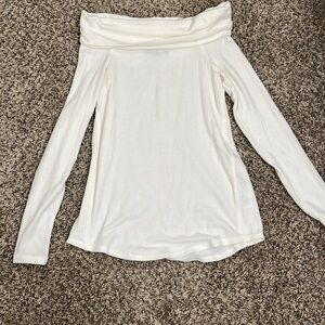 Abercrombie Off-Shoulder Cream Long Sleeve Top